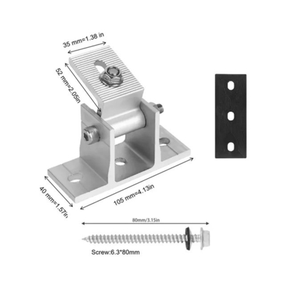 Front and Rear Leg Brackets for Silver/Black Solar Panel Mounting Tilt Angle 10deg-60deg