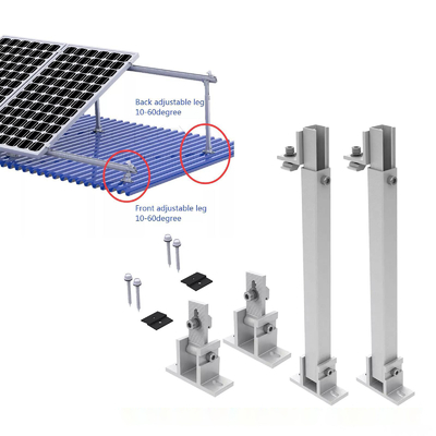 Adjustable Ground Front and Rear Legs Aluminium Racking for RV Solar Panel on Rooftop