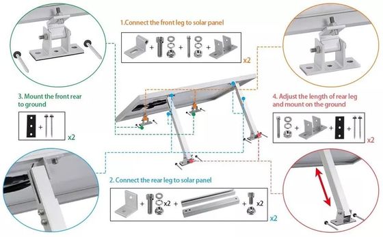Adjustable Ground Mount Solar Racking System for Snow Load 1.5KN/m2 Solar Roof Panels