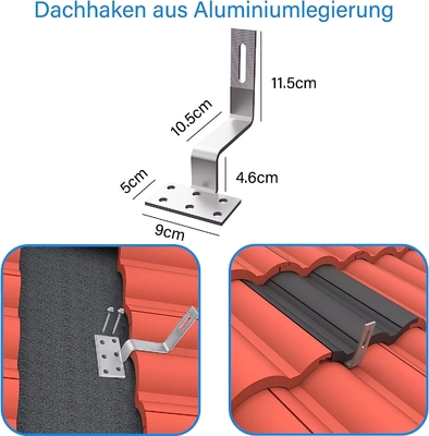 25-30 Years Service Life Tile Roof Solar Mounting Bracket with ISO9001/CE Certificate