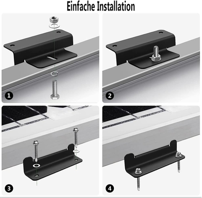 Metal/Tin Roof Solar Panel Mounting 4pcs Black Z Brackets for Panel Installation