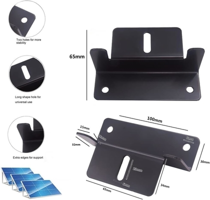 Metal/Tin Roof Solar Panel Mounting 4pcs Black Z Brackets for Panel Installation