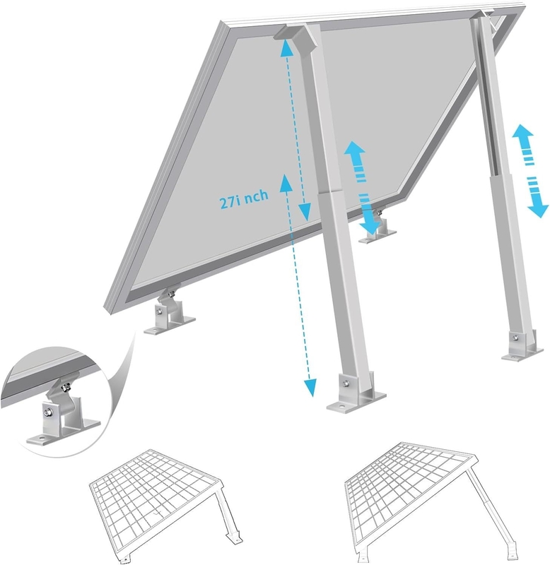25YRS Service Life Anodized Solar System Brackets for Adjustable Front and Rear Legs