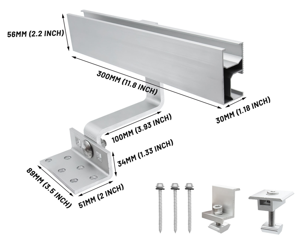 25-30 Years Service Life Custom Aluminium Roof Solar Adjustable Flat Tile Roof Hooks