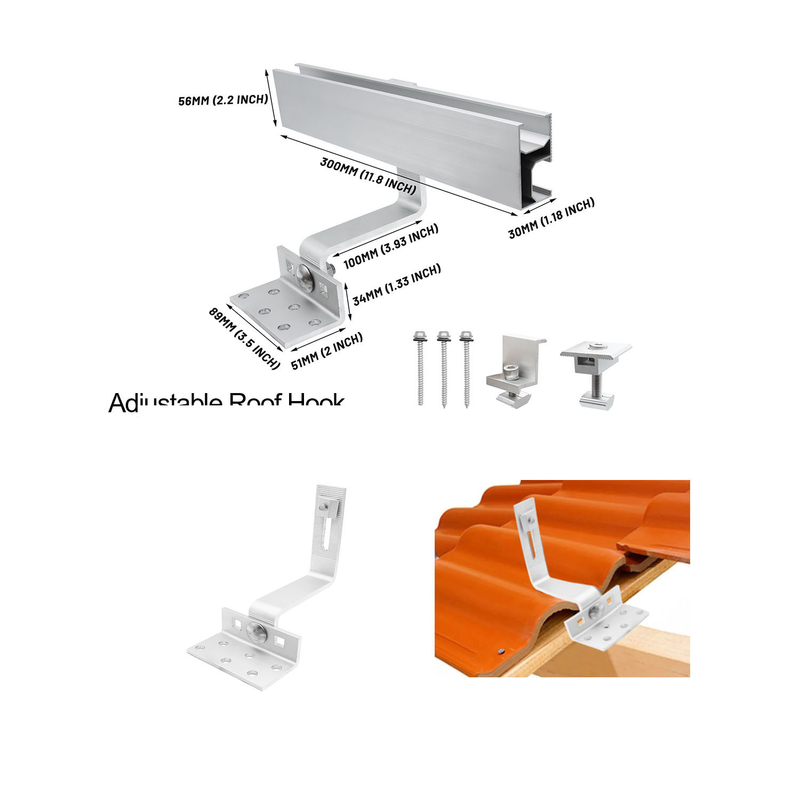 OEM Service Photovoltaic Shingle Roof Solar Hook with 60m/s Wind Load and Customized Size