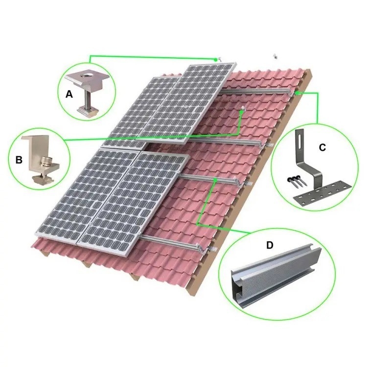 Design Solar Tile Roof Hook with 25-30 Years Service Life and ISO9001/CE Certificate